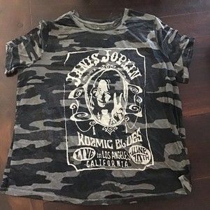 Janis Joplin Camo Burn Out Tee 2XL